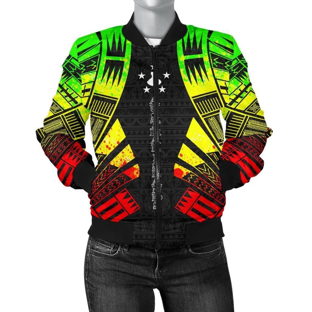 Austral Islands Women Bomber Jacket - Polynesian Tattoo Reggae - BN0110 Bomber Jacket Austral Islands Women Bomber Jacket - Polynesian Tattoo Reggae - BN0110 Bomber Jacket