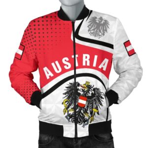 Austria Men's Bomber Jacket - Austrian Coat Of Arms and Flag - BN18 Bomber Jacket