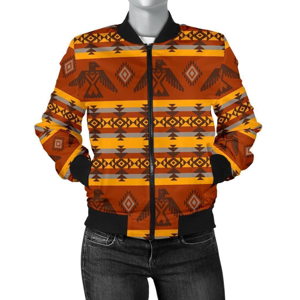 Aztec-Eagle-Pattern-Print-Women-Casual-Bomber-Jacket-1