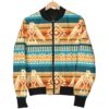 Aztec Eagle Print Pattern Women Casual Bomber Jacket