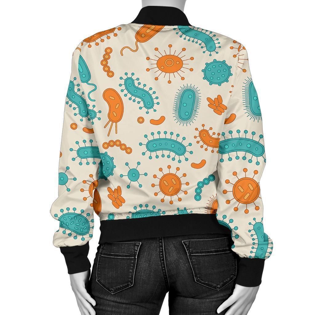Bacteria-Virus-Print-Pattern-Women-Casual-Bomber-Jacket-2