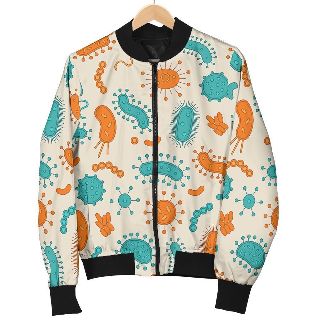 Bacteria Virus Print Pattern Women Casual Bomber Jacket Bacteria Virus Print Pattern Women Casual Bomber Jacket