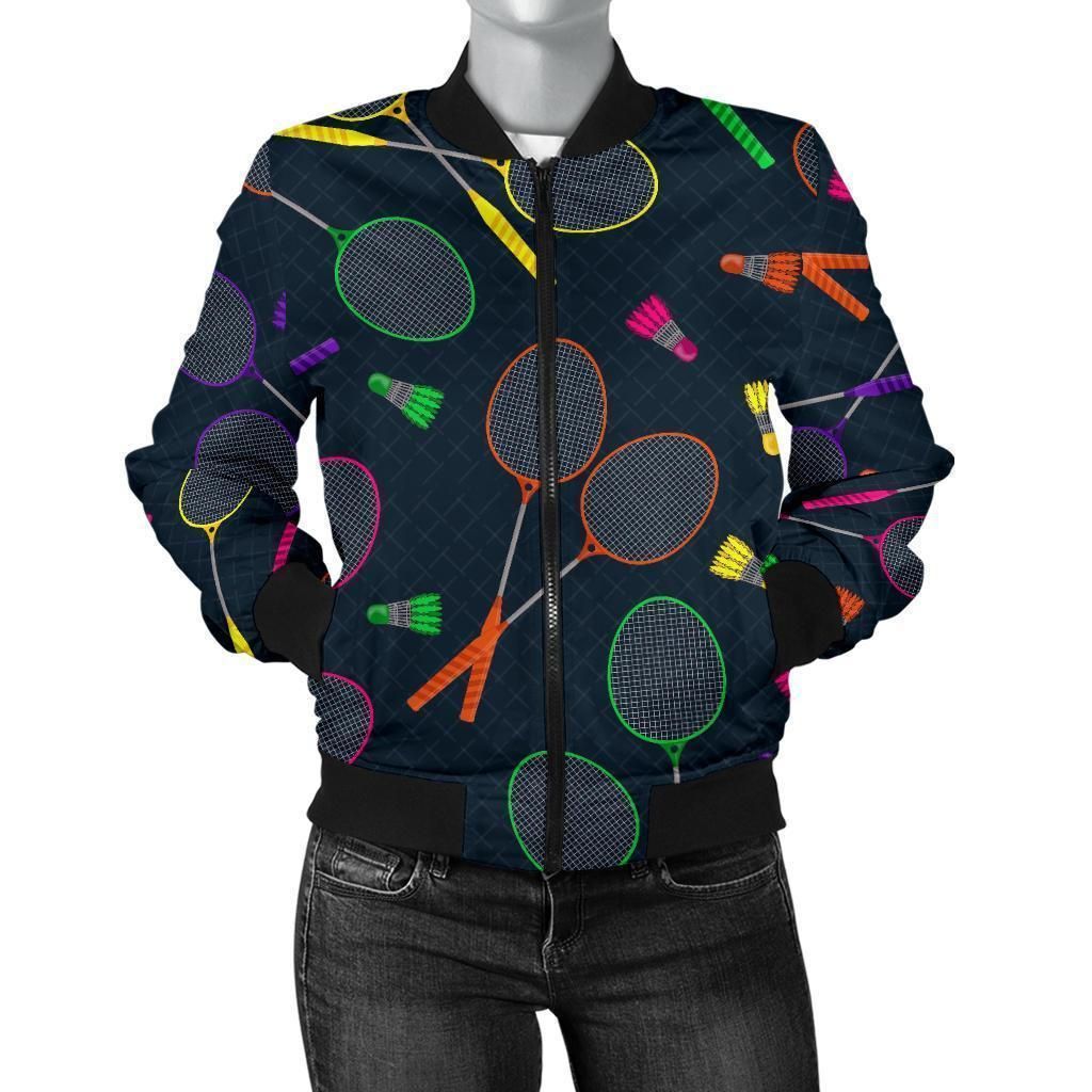 Badminton-Colorful-Pattern-Print-Women-Casual-Bomber-Jacket-1