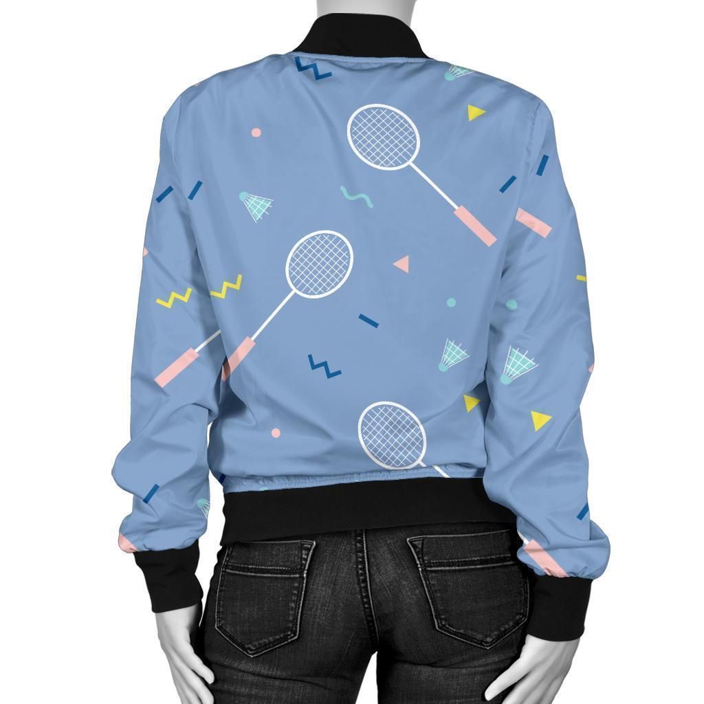 Badminton-Cute-Print-Pattern-Women-Casual-Bomber-Jacket-2