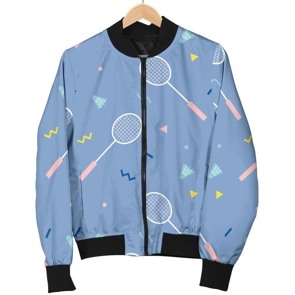 Badminton Cute Print Pattern Women Casual Bomber Jacket Badminton Cute Print Pattern Women Casual Bomber Jacket