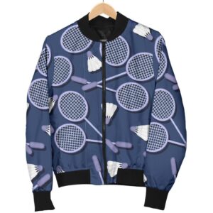 Badminton Pattern Print Women Casual Bomber Jacket
