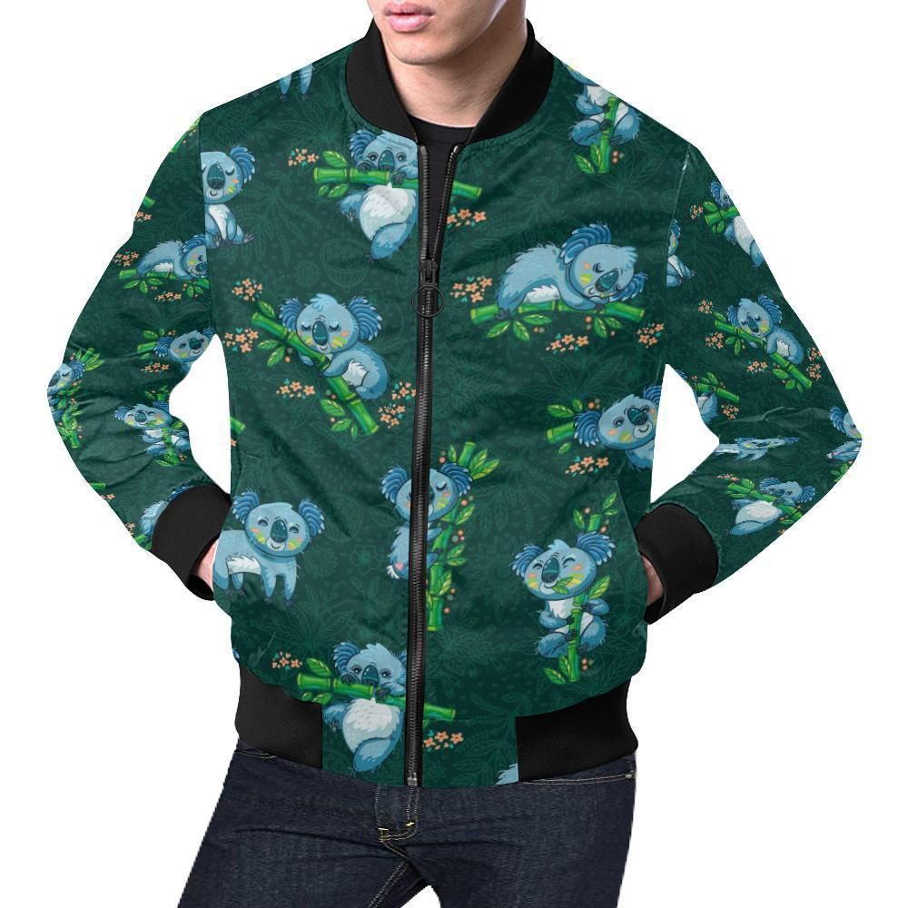 Bamboo Koala Pattern Print Mens Bomber Jacket Bamboo Koala Pattern Print Mens Bomber Jacket