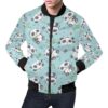 Bamboo Mint Panda Pattern Print Mens Bomber Jacket