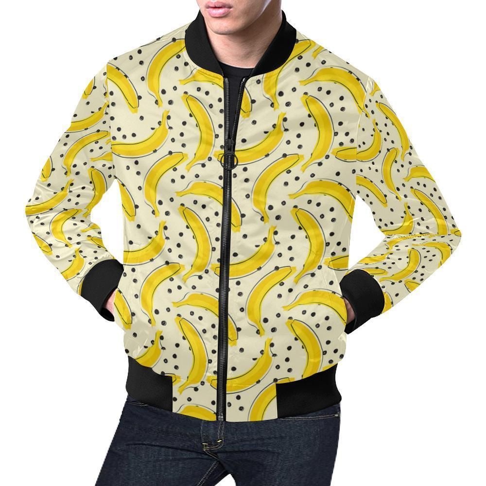 Banana Dot Pattern Print Mens Bomber Jacket Banana Dot Pattern Print Mens Bomber Jacket