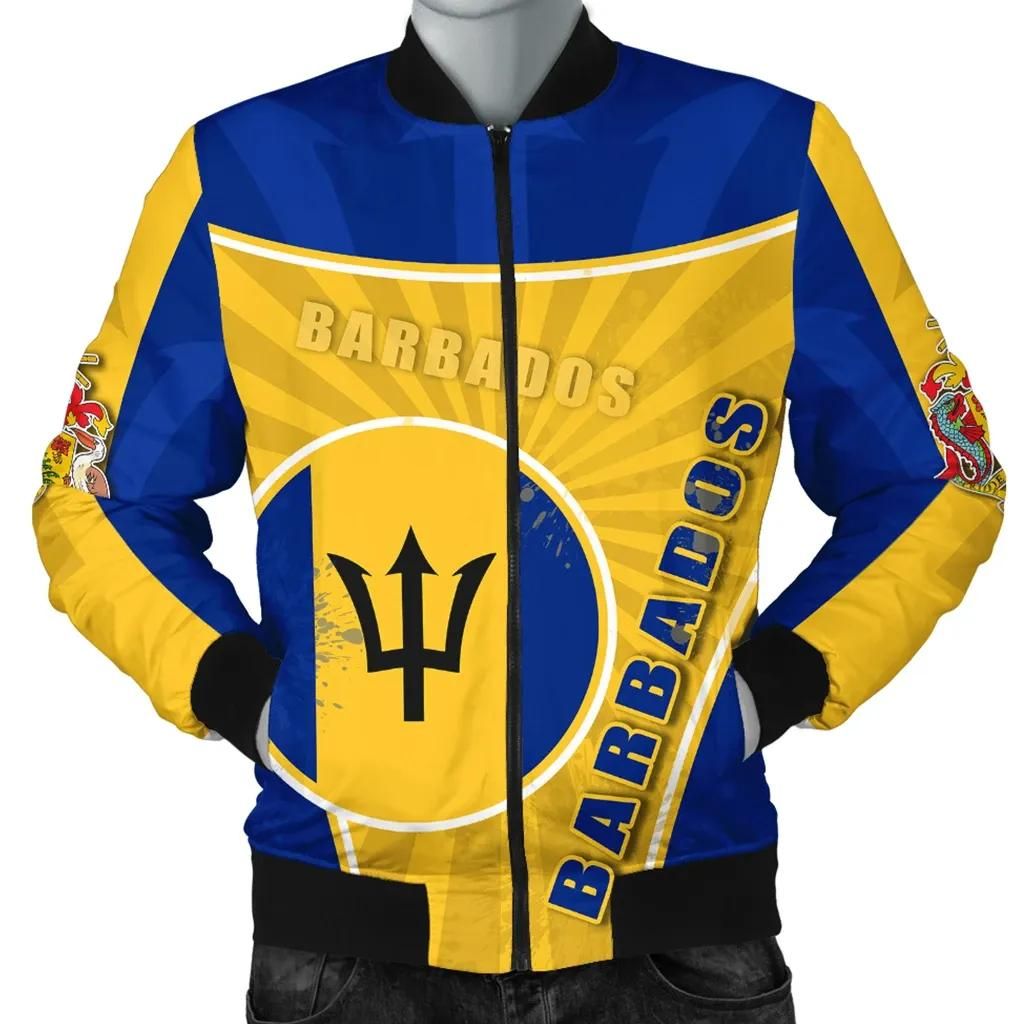 Barbados Men Bomber Jacket Circle Stripes Flag Proud Version K13 Bomber Jacket Barbados Men Bomber Jacket Circle Stripes Flag Proud Version K13 Bomber Jacket