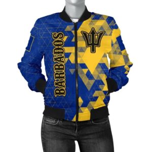 Barbados Women's Bomber Jacket - National Flag Polygon Style - BN15 Bomber Jacket
