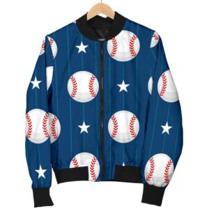 Baseball Star Pattern Print Women Casual Bomber Jacket