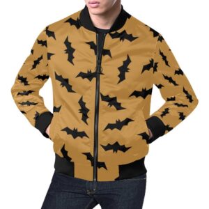 Bat Halloween Pattern Print Mens Bomber Jacket