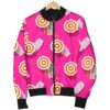 Beach Pink Pattern Print Women Casual Bomber Jacket