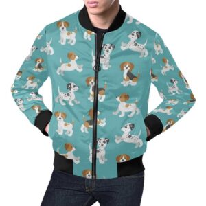 Beagle Dog Bone Pattern Print Mens Bomber Jacket