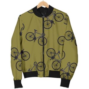 Bicycle Print Pattern Women Casual Bomber Jacket