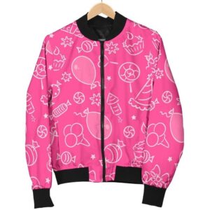 Birthday Print Pattern Women Casual Bomber Jacket