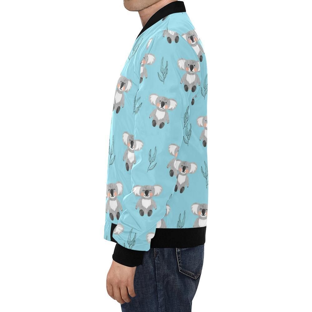 Blue-Koala-Pattern-Print-Mens-Bomber-Jacket-1