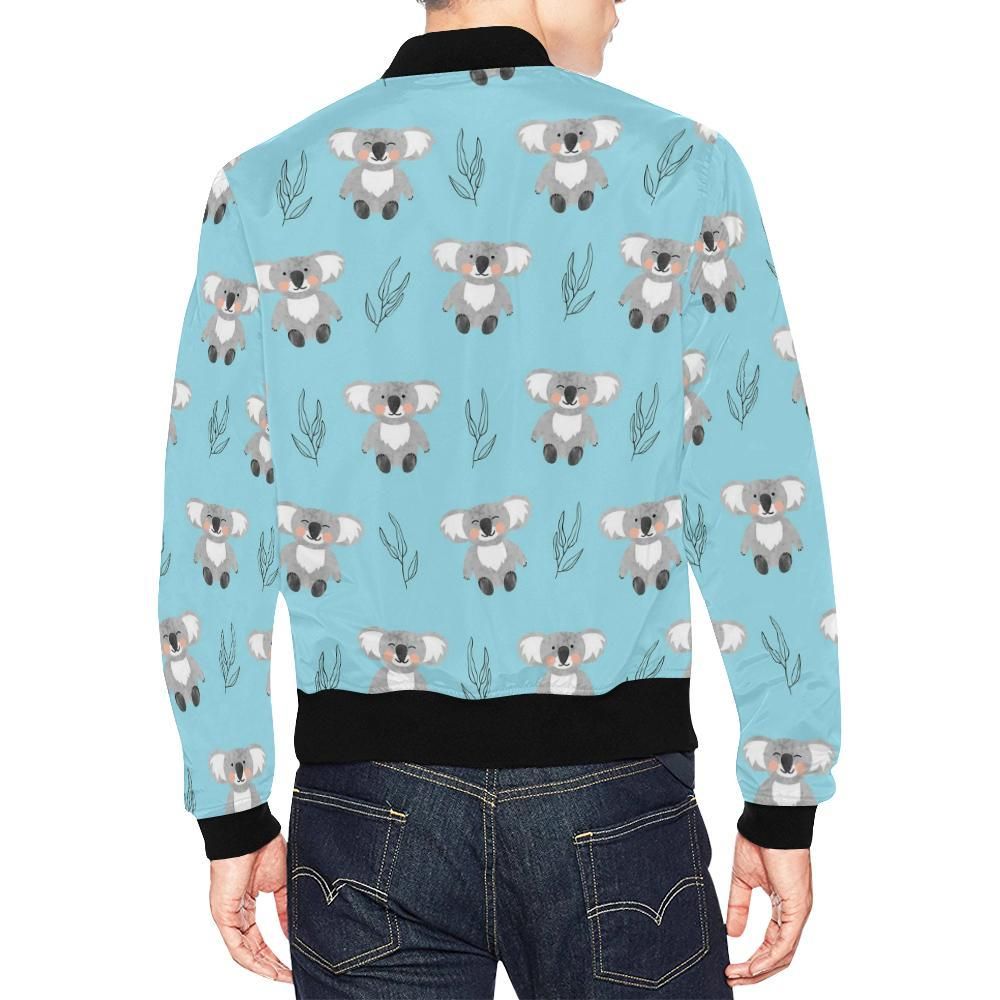 Blue-Koala-Pattern-Print-Mens-Bomber-Jacket-2