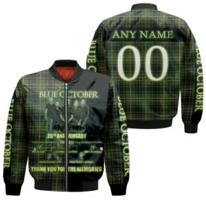 Blue October 25th Anniversary 1995 2020 Thank You For The Memories 3D Designed Allover Gift With Custom Name Number For Blue October Fans Bomber Jacket