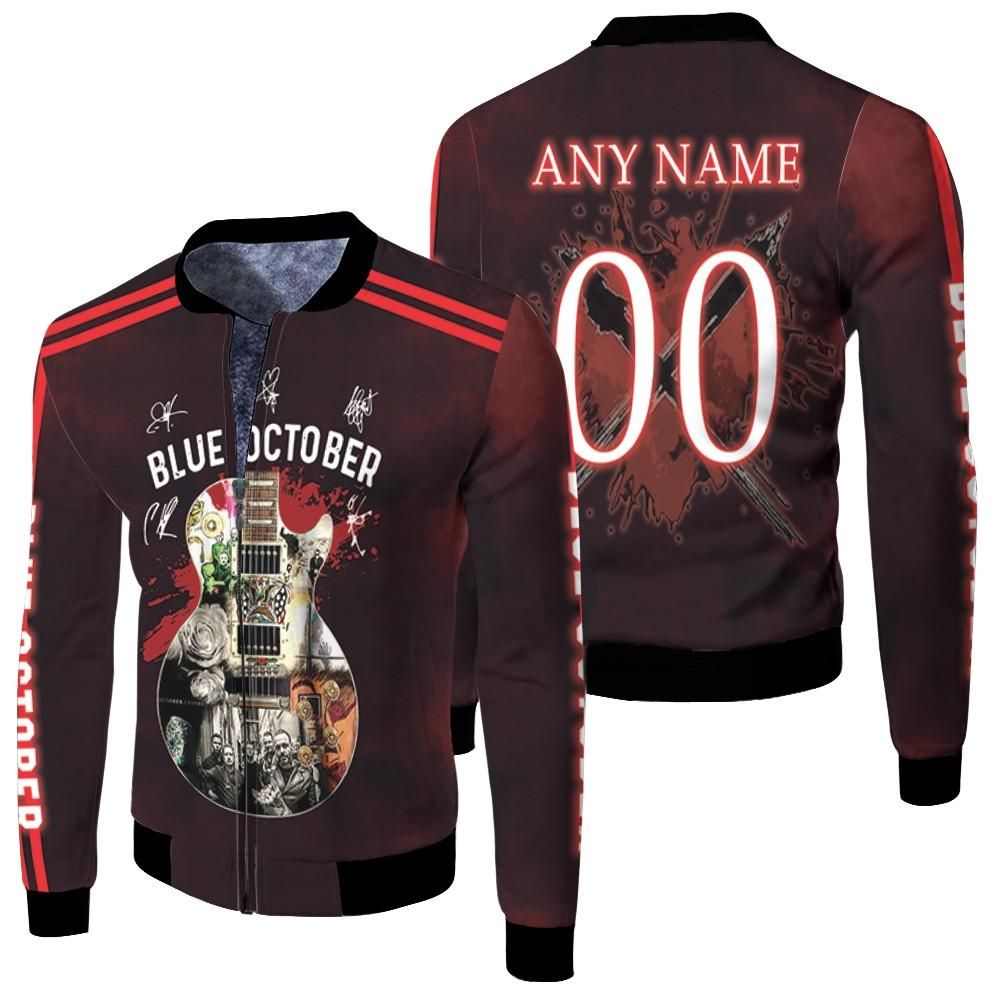 Blue October Guitar Memories Rock Band Legend Members Signatures 3D Designed Allover Gift With Custom Name Number For Blue October Fans Bomber Jacket Blue October Guitar Memories Rock Band Legend Members Signatures 3D Designed Allover Gift With Custom Name Number For Blue October Fans Bomber Jacket