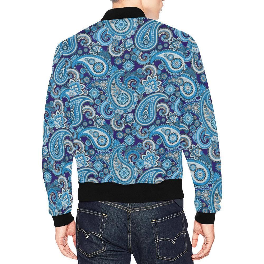 Blue-Paisley-Pattern-Print-Mens-Bomber-Jacket-2