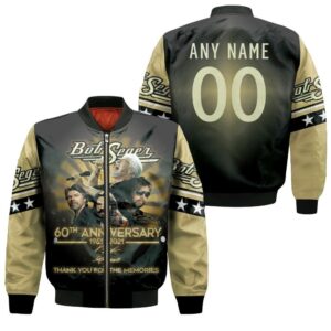 Bob Seger 60th Anniversary 1961 2021 Thank You For The Memories Legend Singer 3D Designed Allover Gift With Custom Name Number For Bob Seger Fans Bomber Jacket