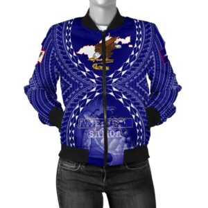 Bomber Jacket American Samoa Polynesian - American Samoa Flag with Polynesian Tattoo - BN18 Bomber Jacket