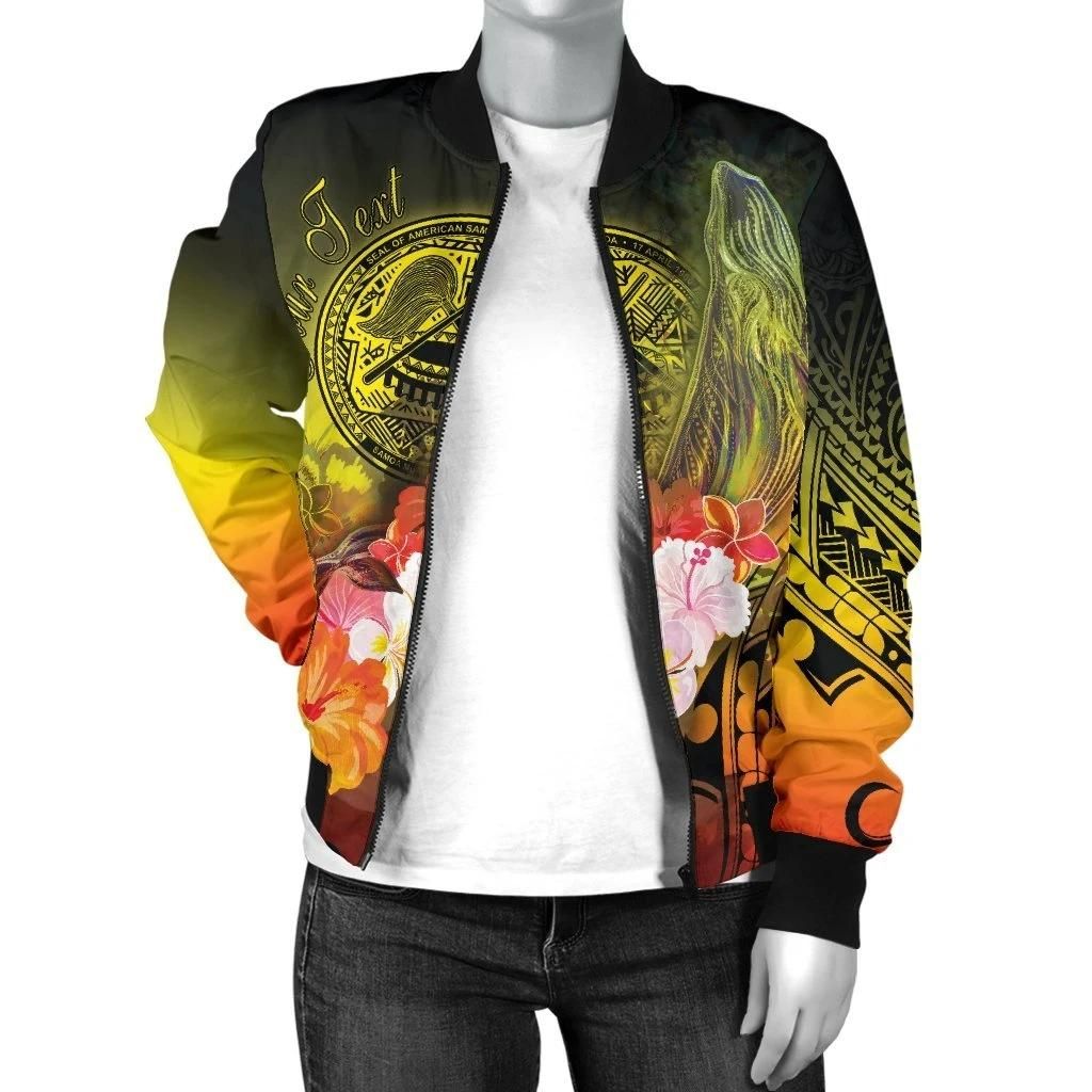 Bomber-Jacket-American-Samoa-Polynesian-Custom-Personalised-Humpback-Whale-with-Tropical-Flowers-BN18-Bomber-Jacket-2