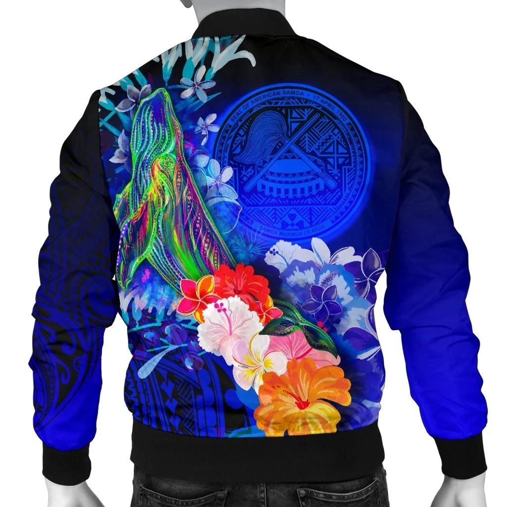 Bomber-Jacket-American-Samoa-Polynesian-Humpback-Whale-with-Tropical-Flowers-Blue-BN18-Bomber-Jacket-1