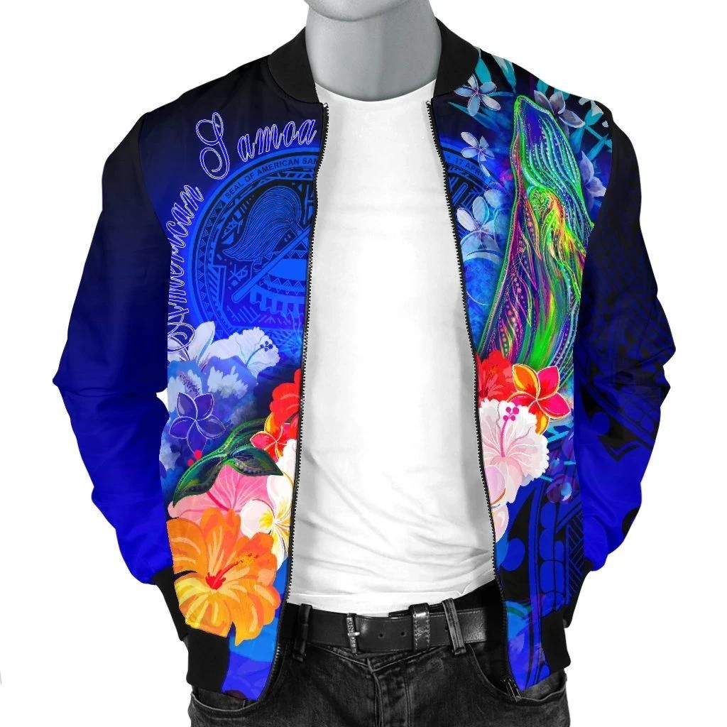 Bomber-Jacket-American-Samoa-Polynesian-Humpback-Whale-with-Tropical-Flowers-Blue-BN18-Bomber-Jacket-2