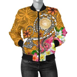 Bomber Jacket American Samoa Polynesian - Turtle Plumeria (Gold) - BN18