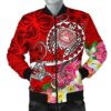 Bomber Jacket American Samoa Polynesian - Turtle Plumeria (Red) - BN18 Bomber Jacket