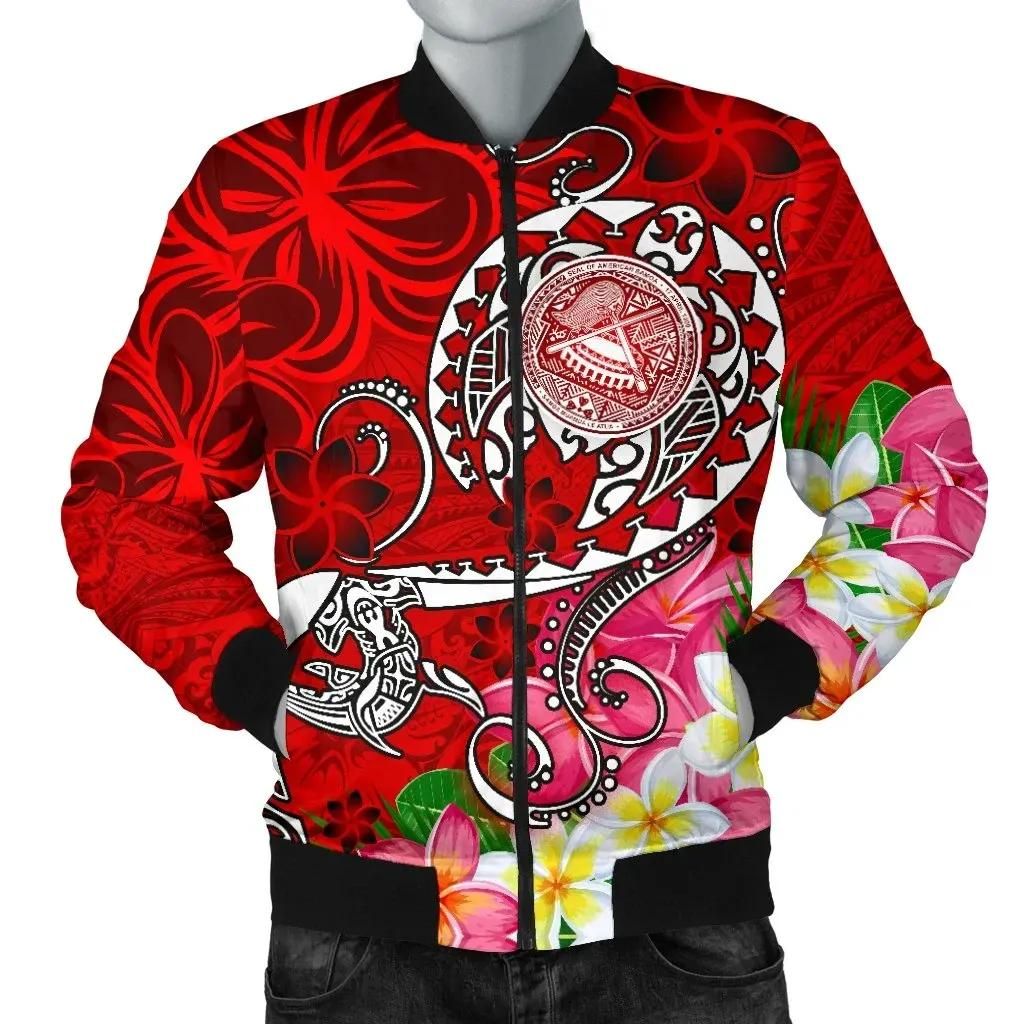 Bomber Jacket American Samoa Polynesian - Turtle Plumeria (Red) - BN18 Bomber Jacket Bomber Jacket American Samoa Polynesian - Turtle Plumeria (Red) - BN18 Bomber Jacket
