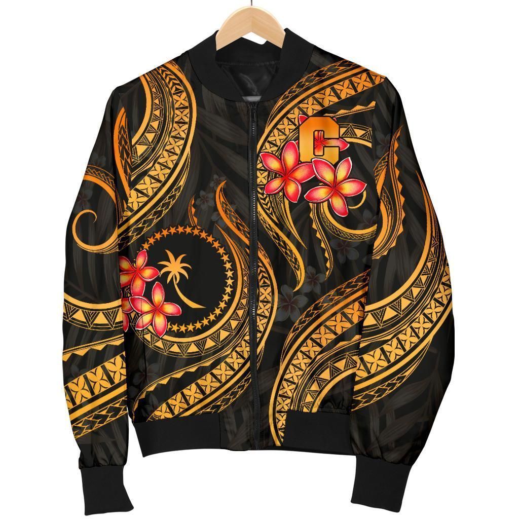 Bomber Jacket Chuuk Micronesian Gold Plumeria - BN11 Bomber Jacket Bomber Jacket Chuuk Micronesian Gold Plumeria - BN11 Bomber Jacket