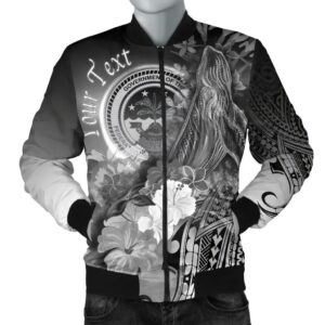Bomber Jacket Federated States of Micronesia Custom Personalised - Humpback Whale with Tropical Flowers (White)- BN18 Bomber Jacket