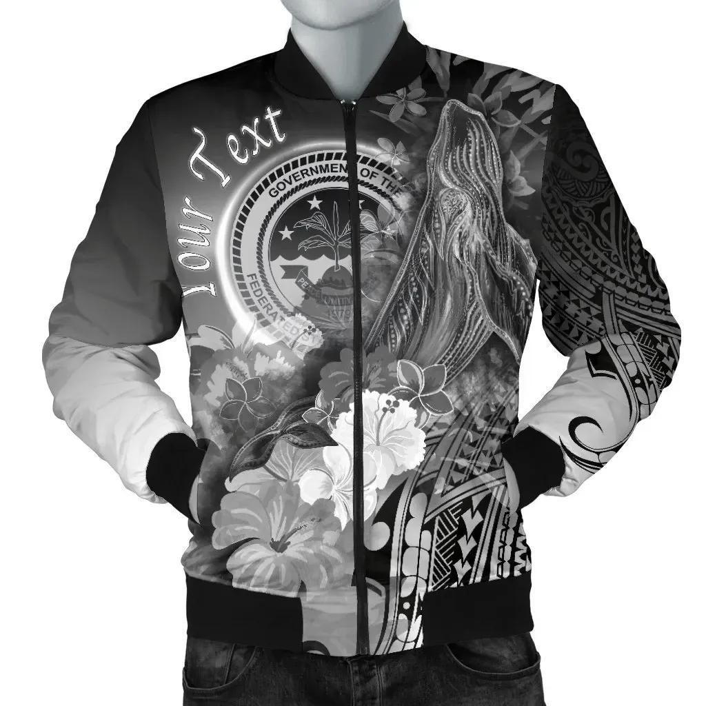 Bomber Jacket Federated States of Micronesia Custom Personalised - Humpback Whale with Tropical Flowers (White)- BN18 Bomber Jacket Bomber Jacket Federated States of Micronesia Custom Personalised - Humpback Whale with Tropical Flowers (White)- BN18 Bomber Jacket