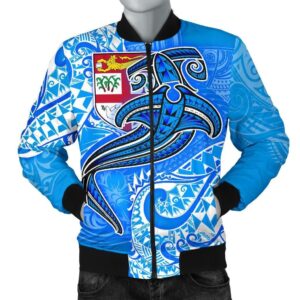 Bomber Jacket Fiji - Blue Shark Polynesian Tattoo - BN18 Bomber Jacket