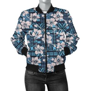 Bomber Jacket Fiji Tapaï¿½ï¿½ï¿½ï¿½ï¿½Hibiscusï¿½ï¿½ï¿½ï¿½ï¿½Blueï¿½ï¿½ï¿½ï¿½ï¿½A7 Bomber Jacket