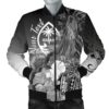 Bomber Jacket Guam Custom Personalised - Humpback Whale with Tropical Flowers (White)- BN18 Bomber Jacket