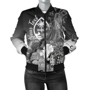 Bomber Jacket Guam Custom Personalised - Humpback Whale with Tropical Flowers (White)- BN18 Bomber Jacket