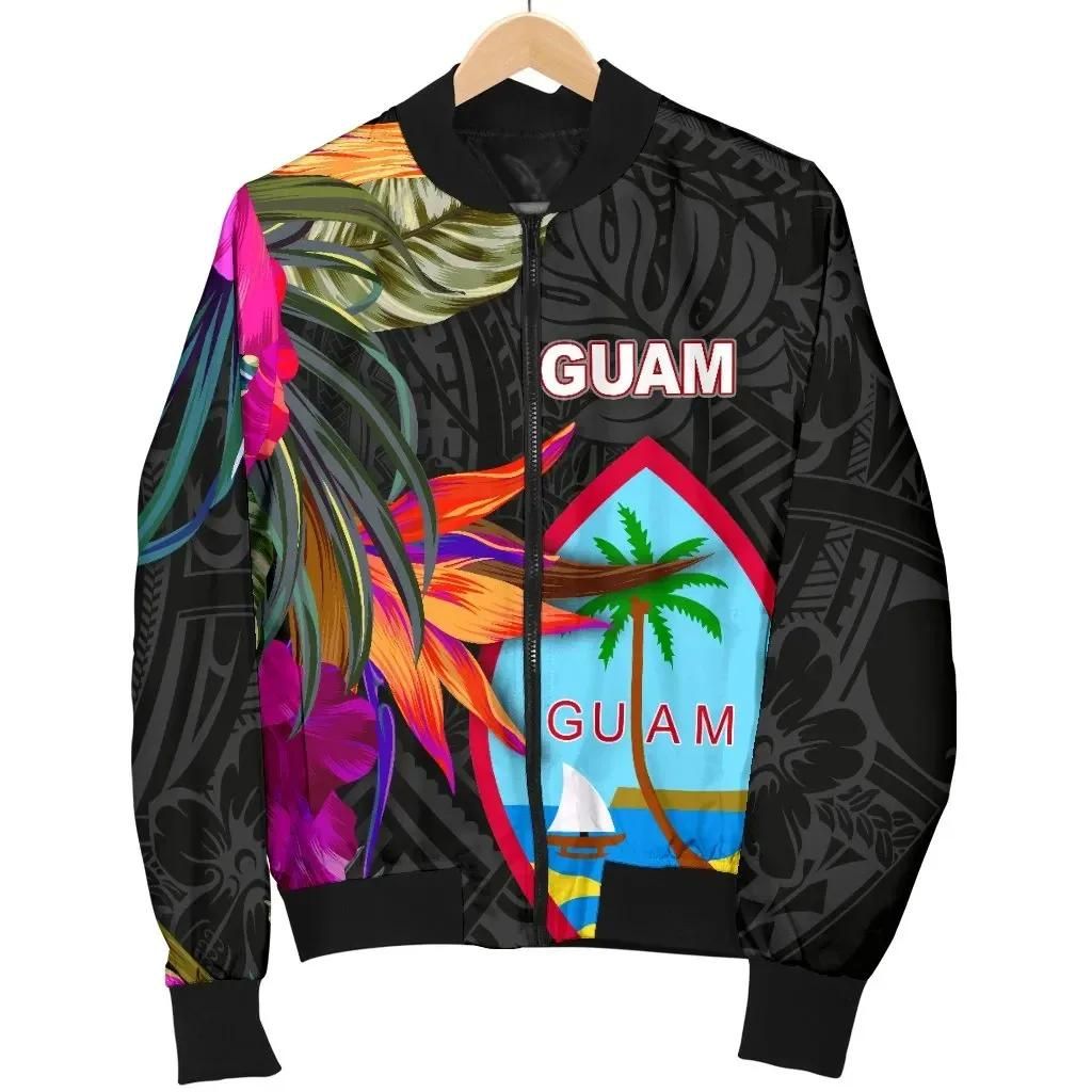 Bomber Jacket Guam - Hibiscus Polynesian Pattern - BN39 Bomber Jacket Bomber Jacket Guam - Hibiscus Polynesian Pattern - BN39 Bomber Jacket