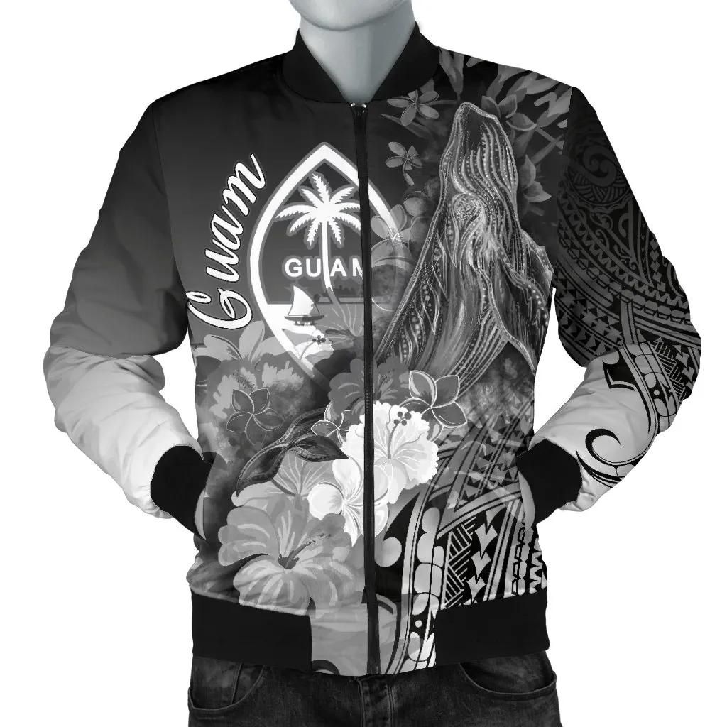 Bomber Jacket Guam - Humpback Whale with Tropical Flowers (White)- BN18 Bomber Jacket Bomber Jacket Guam - Humpback Whale with Tropical Flowers (White)- BN18 Bomber Jacket