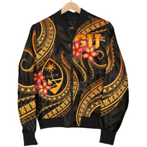 Bomber Jacket Guam Polynesian - Gold Plumeria - BN11 Bomber Jacket