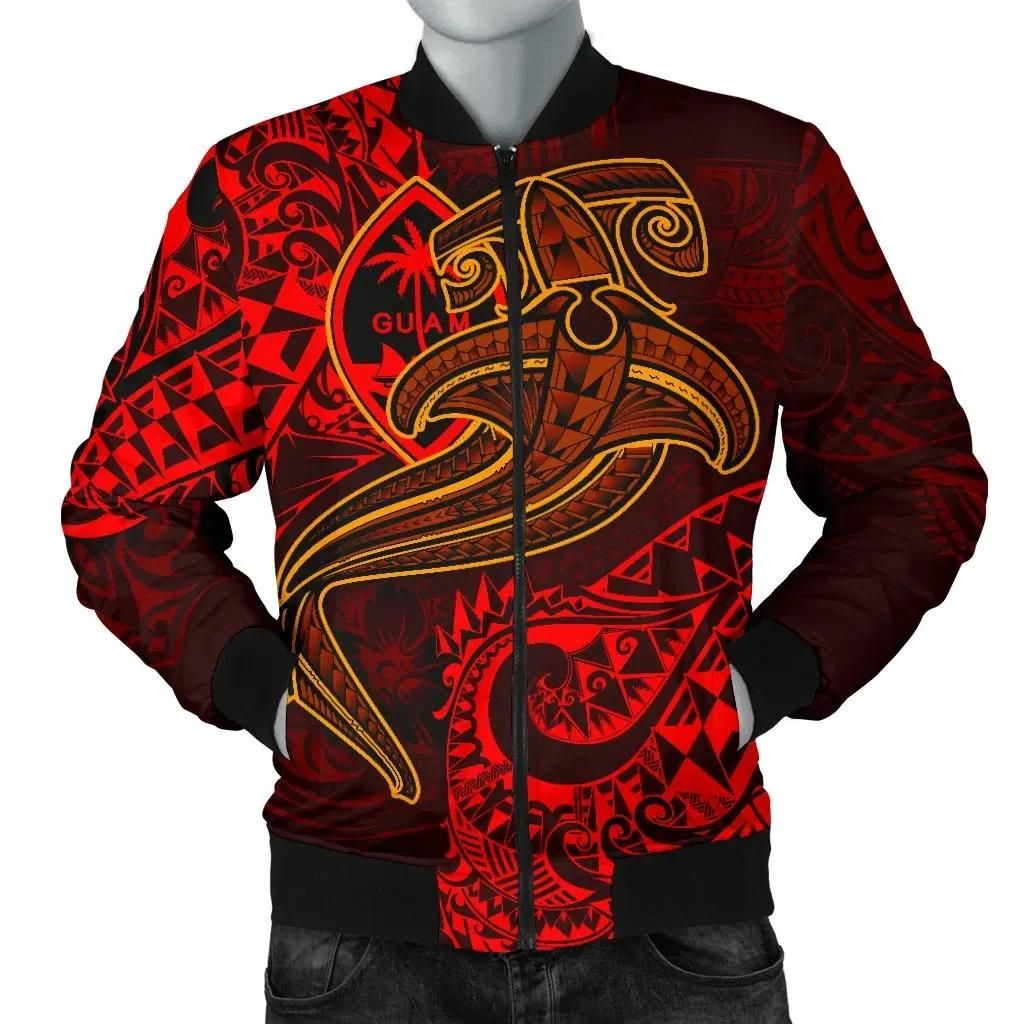 Bomber Jacket Guam Polynesian - Red Shark Polynesian Tattoo - BN18 Bomber Jacket Bomber Jacket Guam Polynesian - Red Shark Polynesian Tattoo - BN18 Bomber Jacket