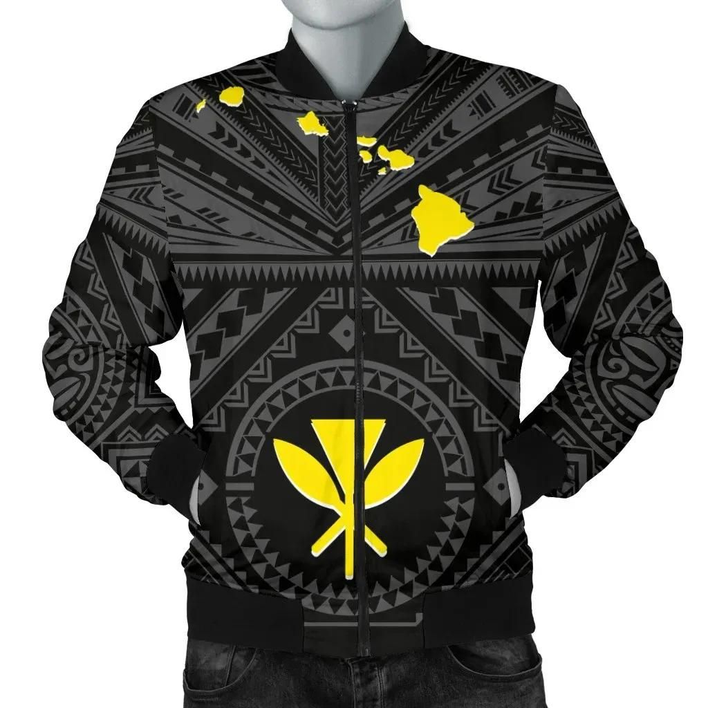 Bomber Jacket Hawaii - Hawaii Kanaka Maoli And Map ( Black) - BN25 Bomber Jacket Bomber Jacket Hawaii - Hawaii Kanaka Maoli And Map ( Black) - BN25 Bomber Jacket