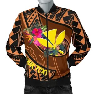 Bomber Jacket Hawaii Kanaka Maoli Personalised - Polynesian Hook And Hibiscus - BN25 Bomber Jacket