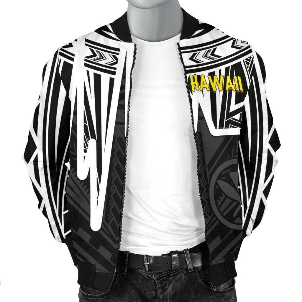 Bomber-Jacket-Hawaii-Kanaka-Maoli-With-Polynesian-Pattern-In-Heartbeat-Style-BlackWhite-BN25-Bomber-Jacket-2