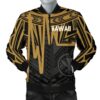 Bomber Jacket Hawaii - Kanaka Maoli With Polynesian Pattern In Heartbeat Style (Gold) - BN25 Bomber Jacket