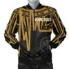 Bomber Jacket Hawaii Personalised - Kanaka Maoli With Polynesian Pattern In Heartbeat Style (Gold) - BN25 Bomber Jacket